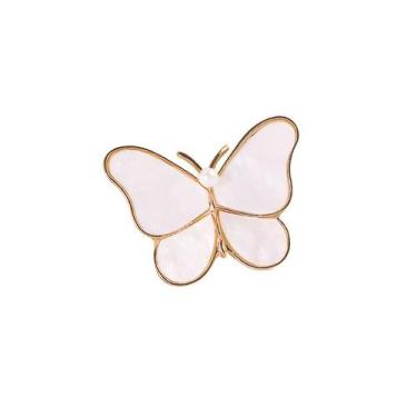 Imagem de Alfinetes de broche: borboleta elegante com concha branca no centro da