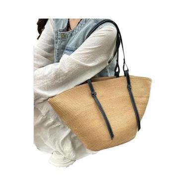 Imagem de Bolsa De Palha Coreana De Grande Capacidade Para Mulheres, Bolsa De Om