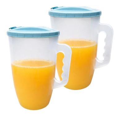 Imagem de Kit 2 Jarras Plástica Gigante Transparente 3,7litro C Tampa Jaguar Cin