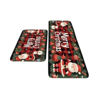 Imagem de Tapete De Cozinha Grande Impermeável De Natal Com Papai Noel Vikama Pa