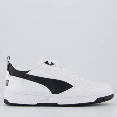 Imagem de Tênis Puma Rebound V6 LO Jr. Juvenil Branco e Preto, 36