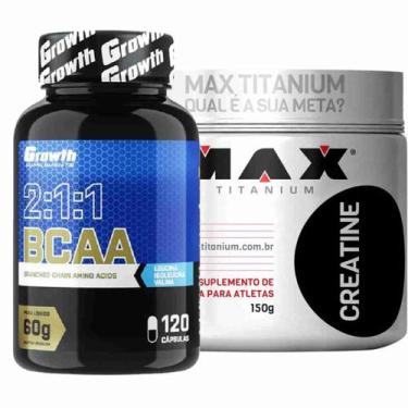 Imagem de Kit Bcaa 120 Caps Growth + Creatina Pura 150g Max Titanium - Growth Su