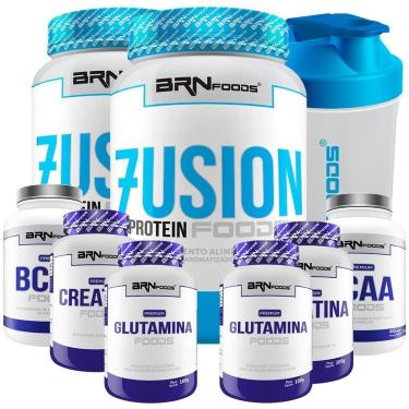 Imagem de Kit 2x Whey Fusion + 2x Bcaa + 2x Creatina + 2x Glutamina + Shaker-Unissex