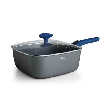 Imagem de Conjunto Panela e Fritadeira Euro Home Smart Click Antiaderente Soft Touch Tampa de Vidro Azul