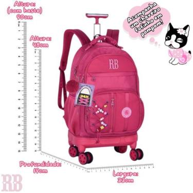Imagem de Kit Rebecca Bonbon Mochila Rodinhas Lancheira e Estojo Box Cor:Rosa, R