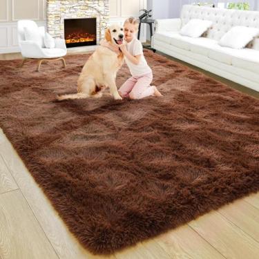 Imagem de Alfombra Noahas Grande Esponjosa Marrón 152x244 cm Suave Peluche