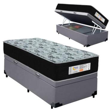 Imagem de Cama Box Baú Solteiro Sintético + Colchão Molas Ensacadas SerenePrime 
