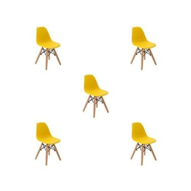 Imagem de Kit 5 Cadeiras Infantil Eiffel Amarela PP Braço - Rivatti