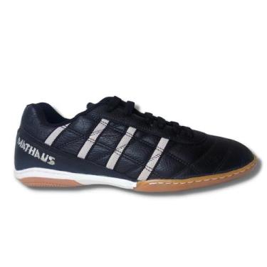 Imagem de Tenis Futsal Masculino Salão Quadra Couro - Mathaus, 44 BR, Preto, Mas