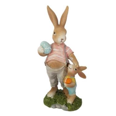 Imagem de Coelho páscoa com filho em resina - Carmella Presentes, 23.50cm