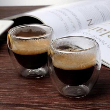 Imagem de Copo de café vidro parede dupla 80ml kit 2 unidades - Happy Case, tran