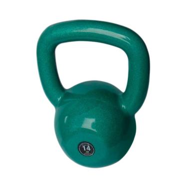Imagem de Kettlebell Emborrachado Treinamento Funcional Fitness 14,0kg com Alça Antiderrapante Preto Anilhas Fitness