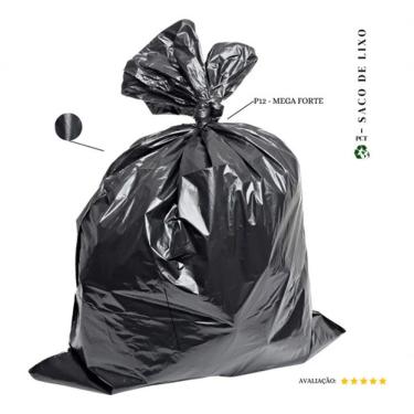 Imagem de Saco de Lixo 200L P12 Mega Forte 50 Unidades Preto 0,12 Micras para Cozinha Higipack
