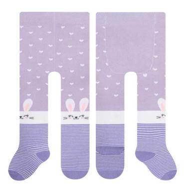 Imagem de Meia Calça Estampada Bebê  Algodão Selene Ref 9000, Lilás, PP