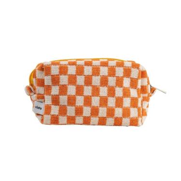 Imagem de Necessaire Imaginarium Xadrez Laranja m Poliéster 18cm X 10cm X 7cm Unissex