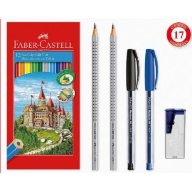 Imagem de Kit Escolar 17 Itens Faber-Castell com Lápis de Cor e Canetas