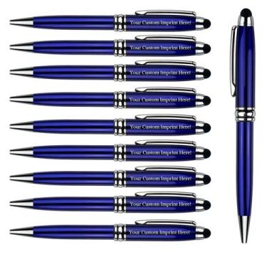 Imagem de Caneta retrátil personalizada Ancolo com stylus, tinta preta, kit com 