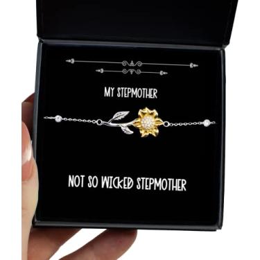 Imagem de SpreadPassion Presentes de madrasta para mãe, Not So Wicked Stepmother, pulseira inspiradora de girassol, da Daughter