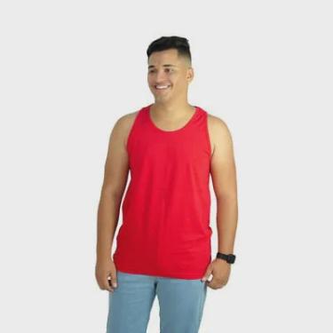 Imagem de Kit com 2 Camisetas Regata Masculina Lisa (Azul marinho e Vermelho)