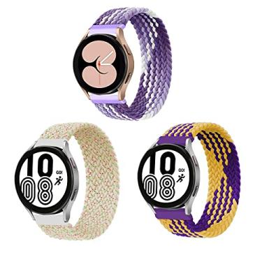 Imagem de ALMNVO Pacote com 3 pulseiras de nylon trançadas elásticas compatíveis com Samsung Galaxy Watch 5 de 40 mm e 44 mm/LTE 44 mm/5 Pro de 45 mm/4 40 mm/4 classic 46 mm/42mm/3 41 mm/Active, pulseira