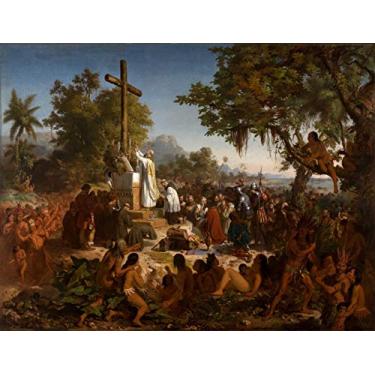 Imagem de Primeira Missa no Brasil de Victor Meirelles 1860 em Tela "Canvas" Repro (Tela "Canvas", 74cm x 55cm Tamanho de imagem)