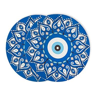 Imagem de Kit Mesa Posta Sousplat 4 Lugares 12 Pçs Micropecal 200 Fios Olho Grego (Capa+Guardanapo+Abraçadeira)