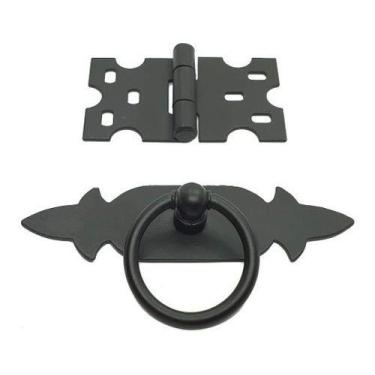 Imagem de Kit 7 Dobradiças Mexicana + 6 Puxadores Chapa Rústica