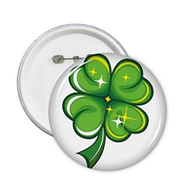 Imagem de Broche de trevo de quatro folhas Irlanda Dia de São Patrício com emblema de botão para decoração 5 peças