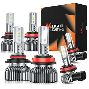 Imagem de Nilight 9005 H11 Lâmpadas de farol LED H11/H8/H16 Combo de luz de neblina de LED, 350% mais brilhante, kit de faróis e luzes de neblina LED 6000 K, branco frio, Plug and Play, pacote com 6