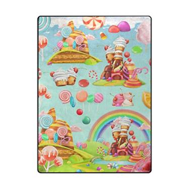 Imagem de Tapete de área My Daily Sweet Candy Land Rainbow 10,6 cm x 1,6 m, sala de estar, quarto, cozinha, tapete leve de espuma