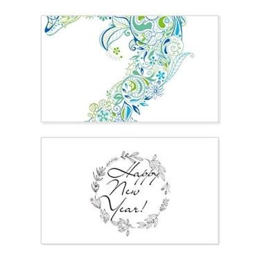 Imagem de Cartão de felicitações Blue Texture Fish Protect Animal Pet Lover Ano Novo Festival Bless Message presente