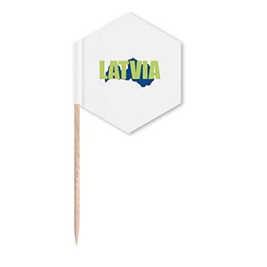 Imagem de Mapa da Letônia Europa Art Déco, presente fashion palito bandeiras de cupcake palitos festa celebração