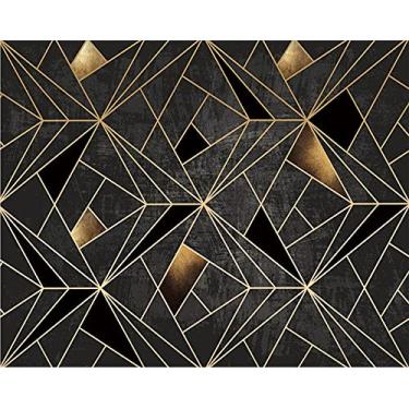 Imagem de Papel de parede personalizado 3D preto criativo, simples, geométrico, parede, sala de estar, quarto, hotel, mural decoração de restaurante, 200 cm (C) × 140 cm (A)