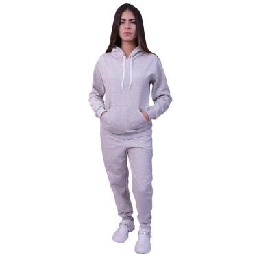 Imagem de Kit Blusa De Frio Feminina + Calca Moletom Forrada Cinza-Feminino