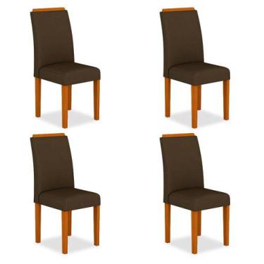 Imagem de Kit 4 Cadeiras Londres Wood Cozinha Cinamomo/Marrom - Moveis Arapongas
