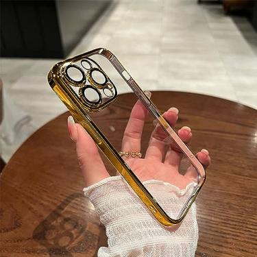 Imagem de Capa transparente de luxo para iPhone 14 13 12 11 Pro Max Mini capa de silicone à prova de choque para iPhone X XR XS 8 7 6 6S 14 Plus 5 SE Acessórios, dourado, para 5ou 5S ou SE2016