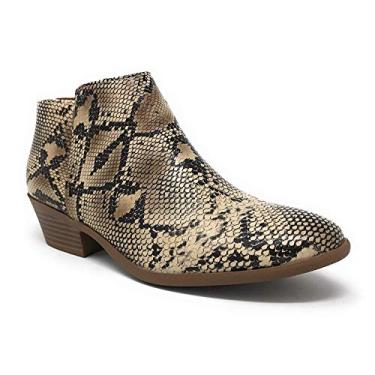 Imagem de Soda Mug Python Snake Brown Low Cut Block Heel Ankle Bootios (6)