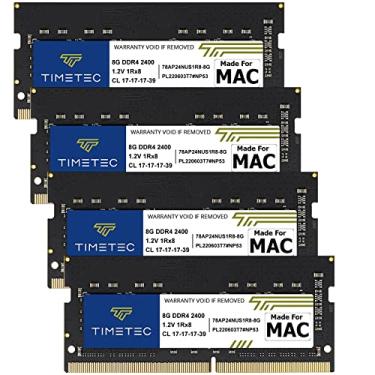 Imagem de Timetec Kit de 32 GB (4 x 8 GB) DDR4 2400 MHz PC4-19200 1Rx8 CL17 1,2V sem paridade sem buffer SODIMM memória MAC RAM compatível com Apple 2017 iMac 27 polegadas com tela Retina 5K