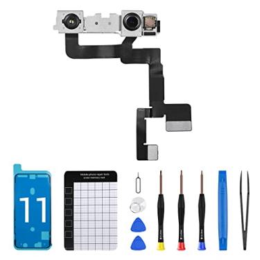 Imagem de CYKJGS Para iPhone 11 Substituição da câmera frontal OEM Novo 12MP Face Frontal Módulo de Lente Transmissor Receptor de Luz Cabo Flexível Conector Kit de Ferramentas de Reparação para A2111 A2223
