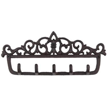 Imagem de GASARÉ, Porta-chaves para Montagem na Parede, Gancho de Chave em Ferro Fundido, Suporte de Chaves, Cabide de Chaves, Design Vitoriano, Parafusos e Buchas, 31,75 x 13,33 cm, Marrom, 1 Unidade