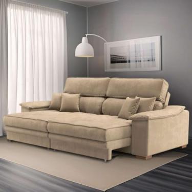 Imagem de Sofá 3 Lugares Retrátil e Reclinável Leonard Veludo Bege