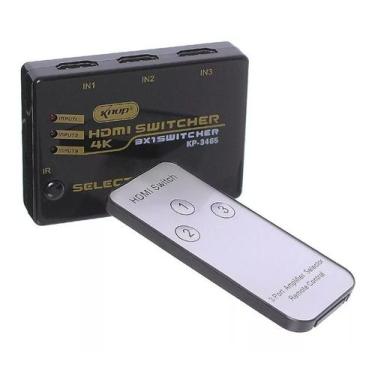 Imagem de Hub Switch Hdmi 3x1 Ultra Hd 4k Controle Remoto Knup - S/M