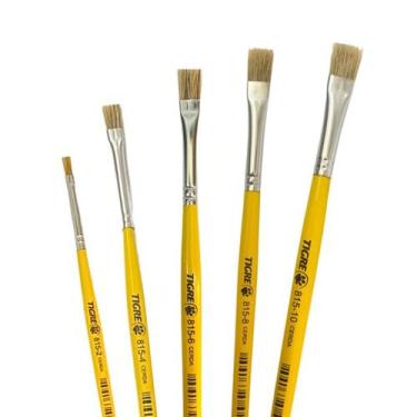 Imagem de Kit Com 5 Pincéis Tigre 815 ( Linha Amarela ), Chato linha 815