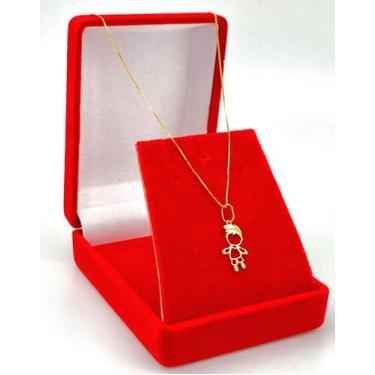 Imagem de Colar Veneziana Diamantada Ouro 50cm 18k E Pingente Menino - DR Joias