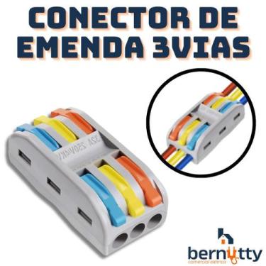 Imagem de Kit 10 Conectores Emenda Fio Alavanca 3 Vias 32a Anti Chamas - Bernutt