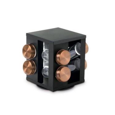 Imagem de Suporte Porta Condimento Giratório Inox Bronze 8 Peças Mimo