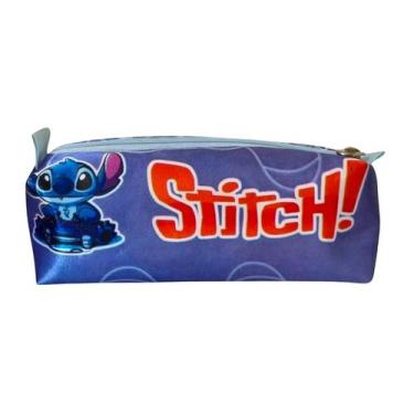 Imagem de Estojo Escolar Infantil Menino Masculino Reforçado Stitch Azul Menino 