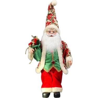 Imagem de Papai Noel Pequeno Vermelho e Verde Decoração Natal 50cm - Zona Livre