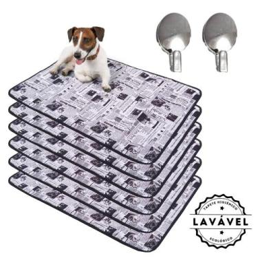 Imagem de Kit com 6 Fraldas de Câes p/Chão 100x70 Jornal com ganchos - 3 Camadas