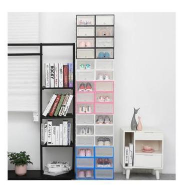 Imagem de Caixa De Sapato De Plástico ROSA/TRANSPARENTE/PRETO - JF, Preto